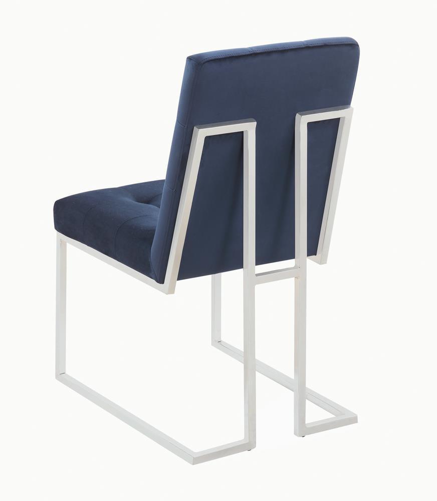 Cisco Upholstered Dining Chairs Ink Blue And Chrome (Set Of 2) - Ella Furniture