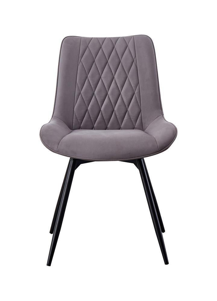 Diggs Upholstered Tufted Swivel Dining Chairs Grey And Gunmetal (Set Of 2) - Ella Furniture