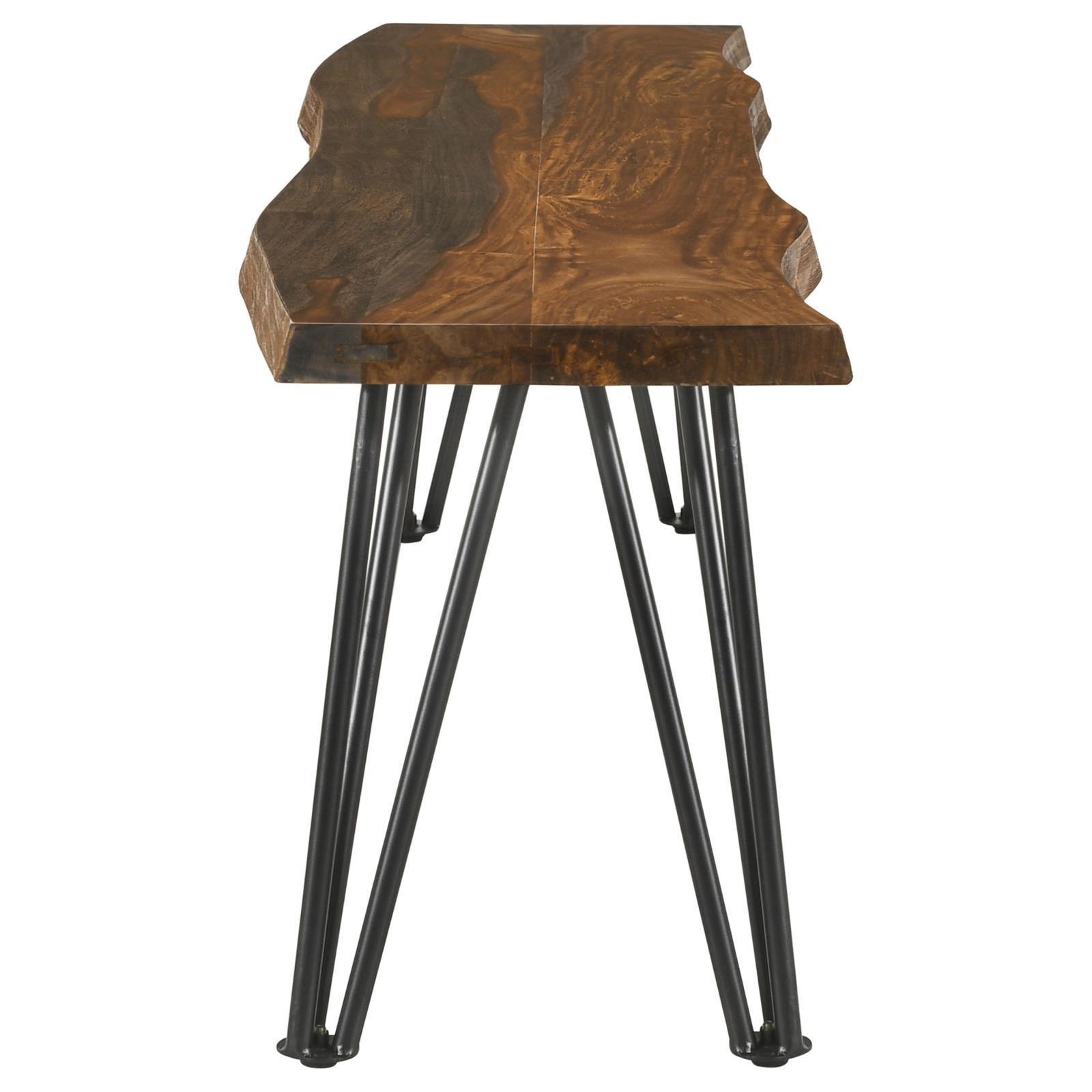 Neve Live-edge Dining Bench With Hairpin Legs Sheesham Grey And Gunmetal - Ella Furniture