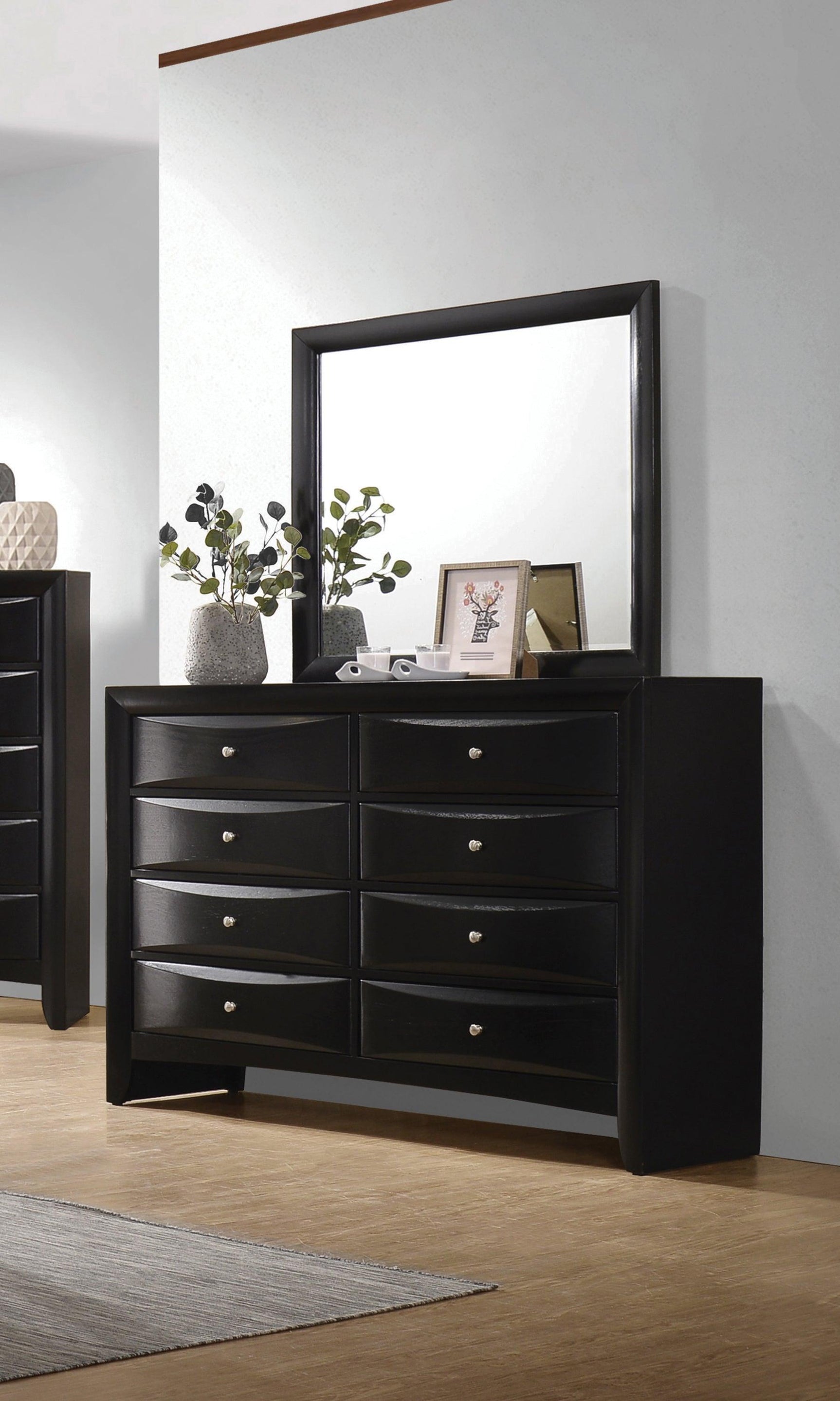 Briana Rectangle Dresser Mirror Black - Ella Furniture