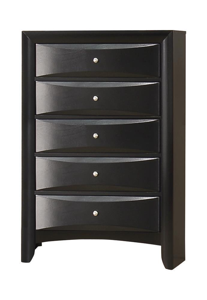 Briana Rectangular 5-Drawer Chest Black - Ella Furniture