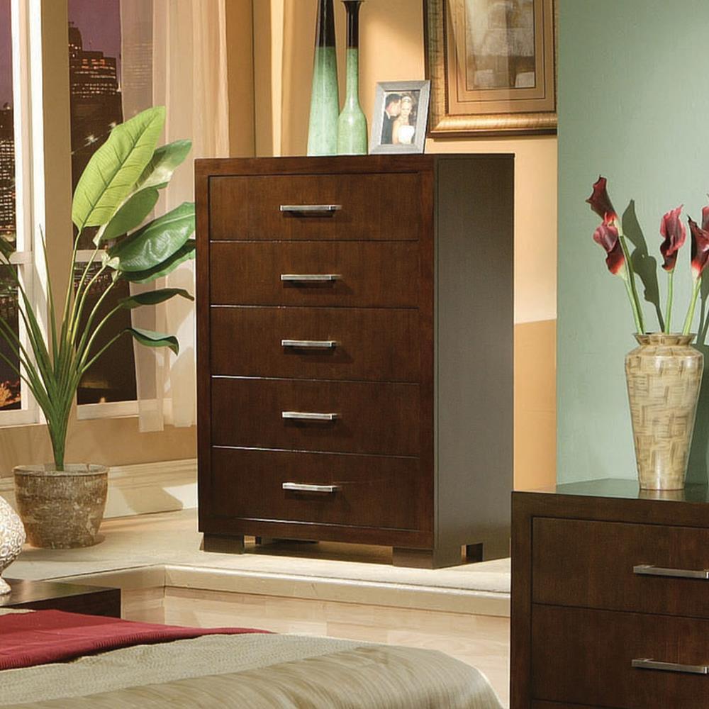 Jessica 5-Drawer Chest Cappuccino - Ella Furniture
