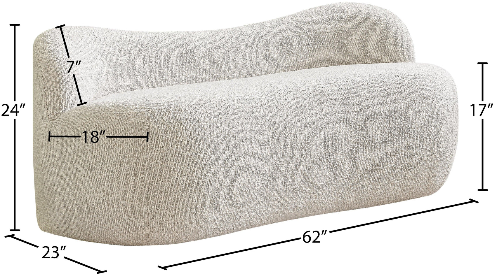 Flair Cream Boucle Fabric Bench - Ella Furniture