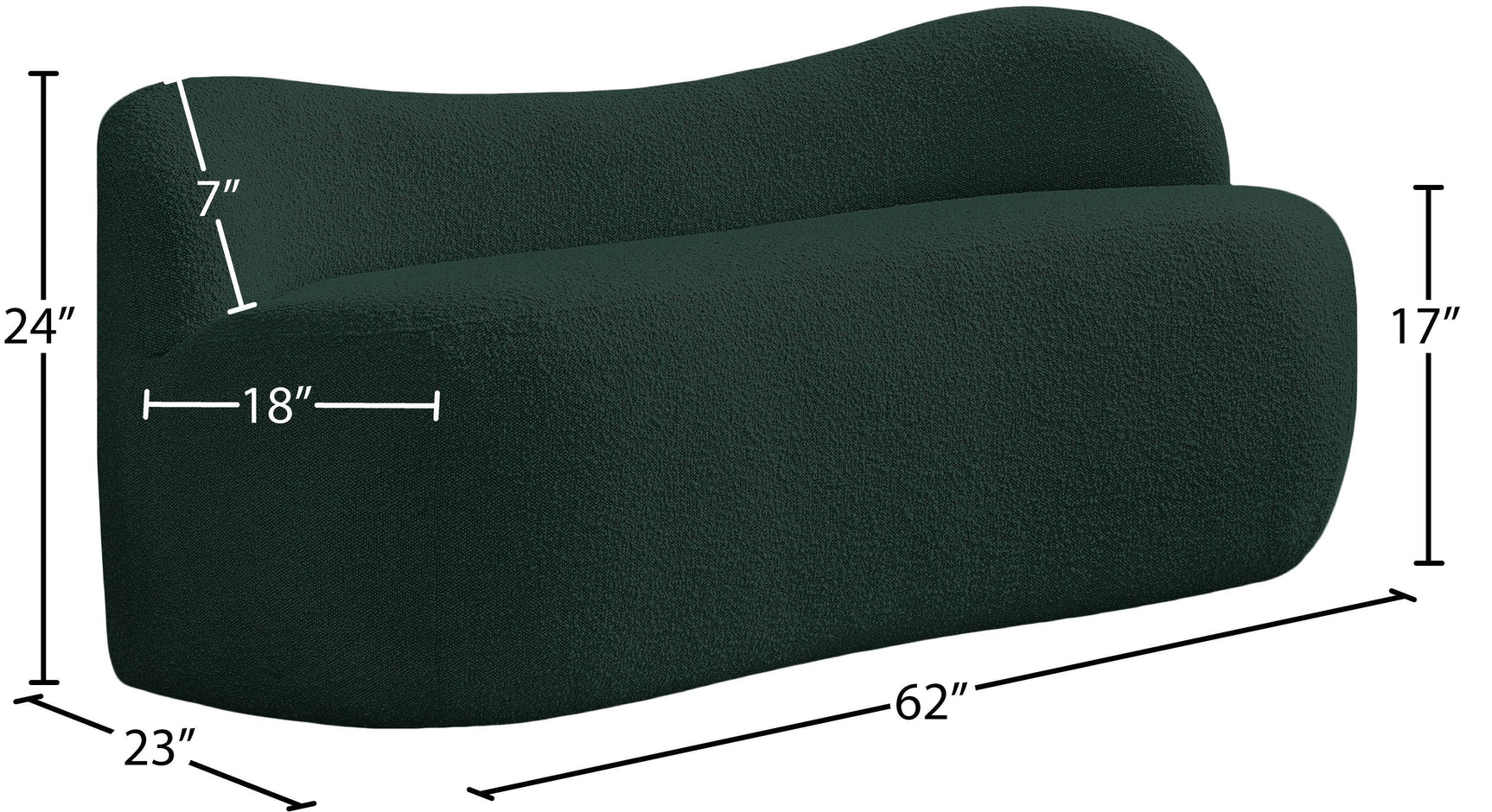 Flair Green Boucle Fabric Bench - Ella Furniture