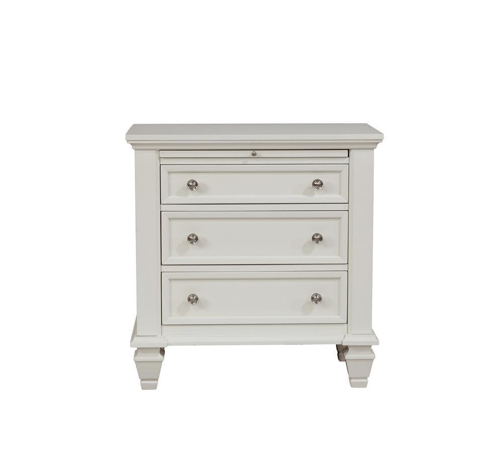 Sandy Beach 3-Drawer Nightstand White - Ella Furniture