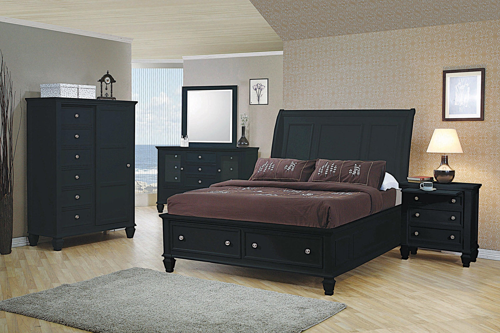 Sandy Beach Vertical Dresser Mirror Black - Ella Furniture