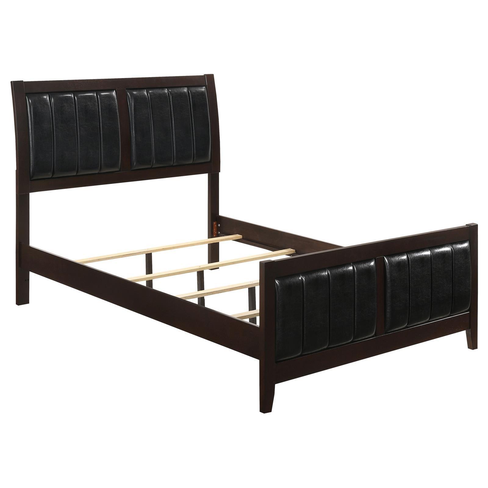 Carlton Queen Upholstered Bed Cappuccino And Black - Ella Furniture