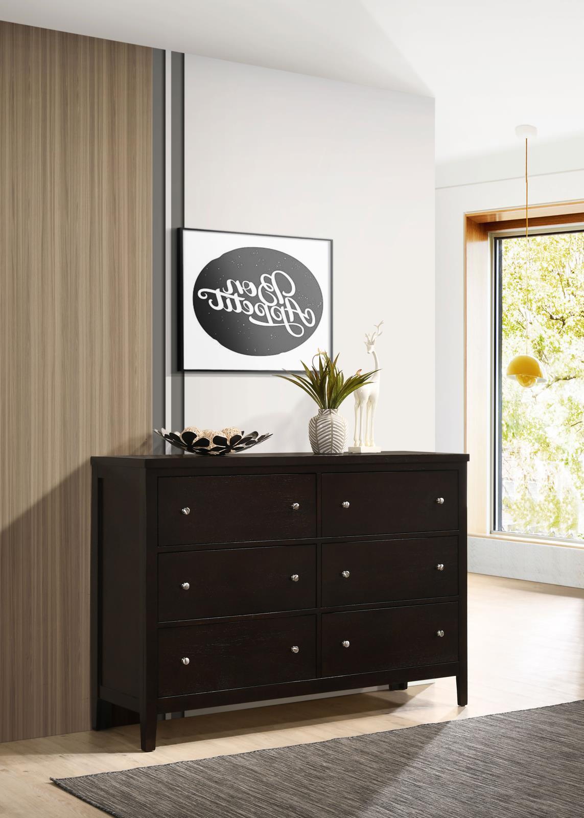 Carlton 6-Drawer Rectangular Dresser Cappuccino - Ella Furniture