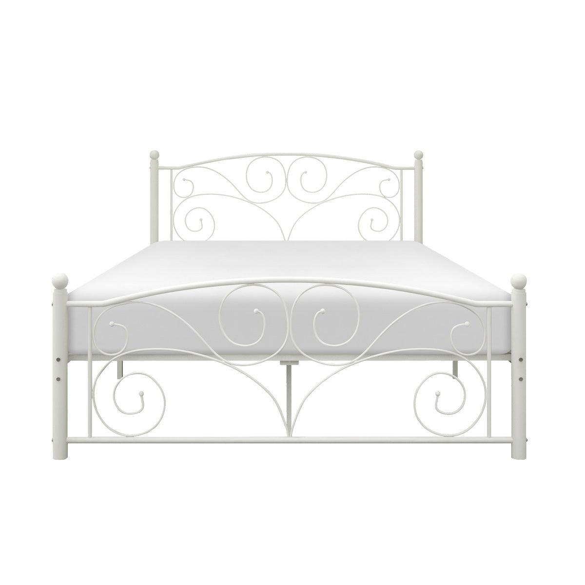Pallina White Metal Modern Classic Metal Frame Full Platform Bed - Ella Furniture