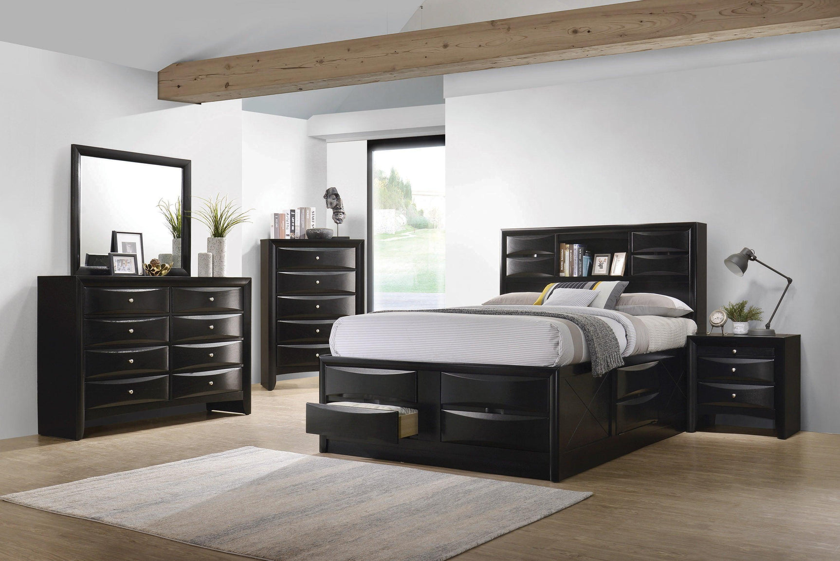 Briana Eastern King Platform Storage Bed Black - Ella Furniture