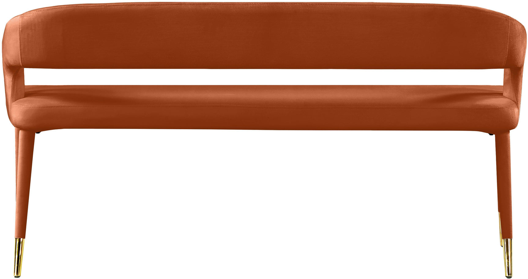 Destiny Cognac Velvet Bench - Ella Furniture