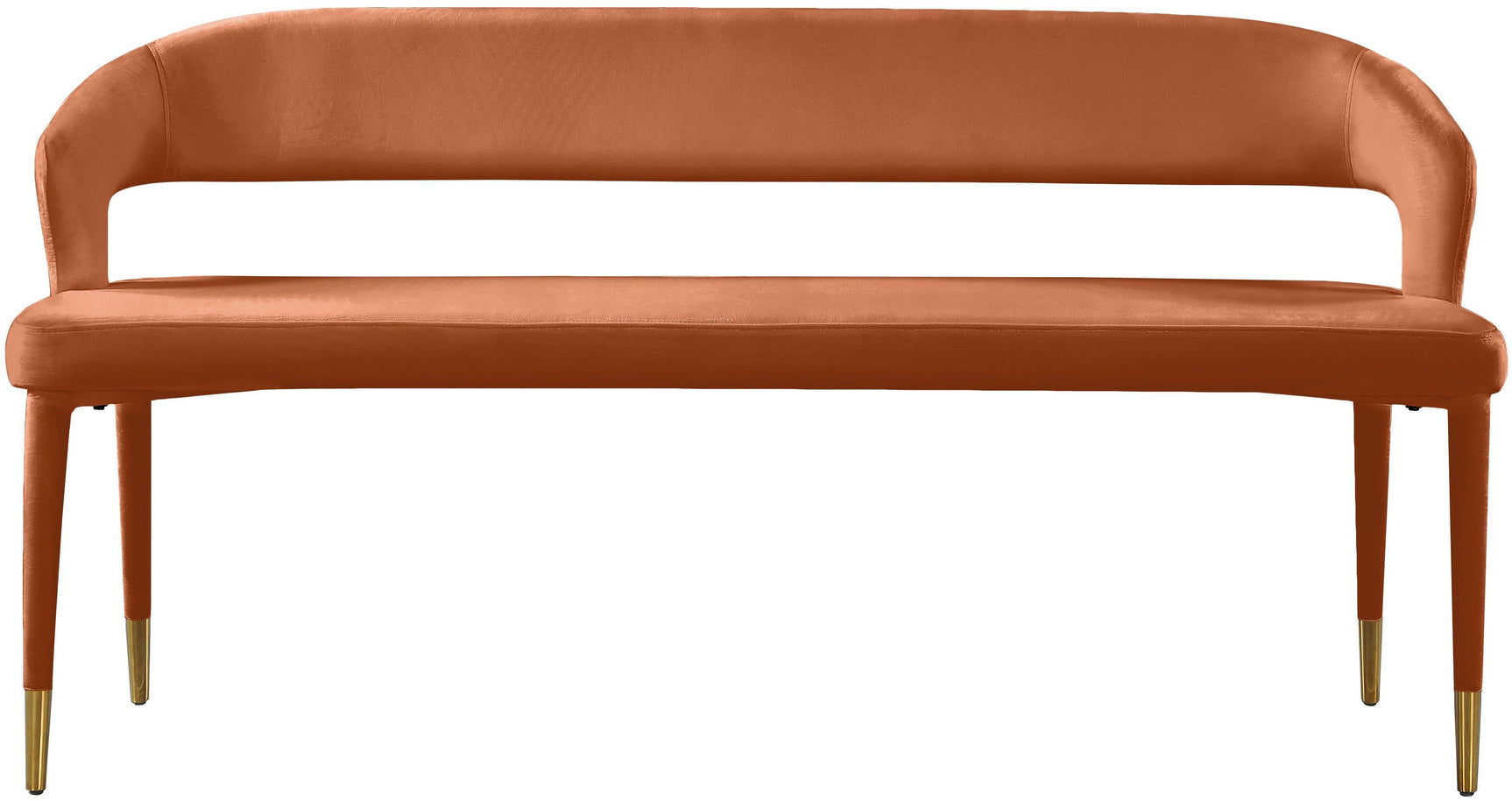 Destiny Cognac Velvet Bench - Ella Furniture