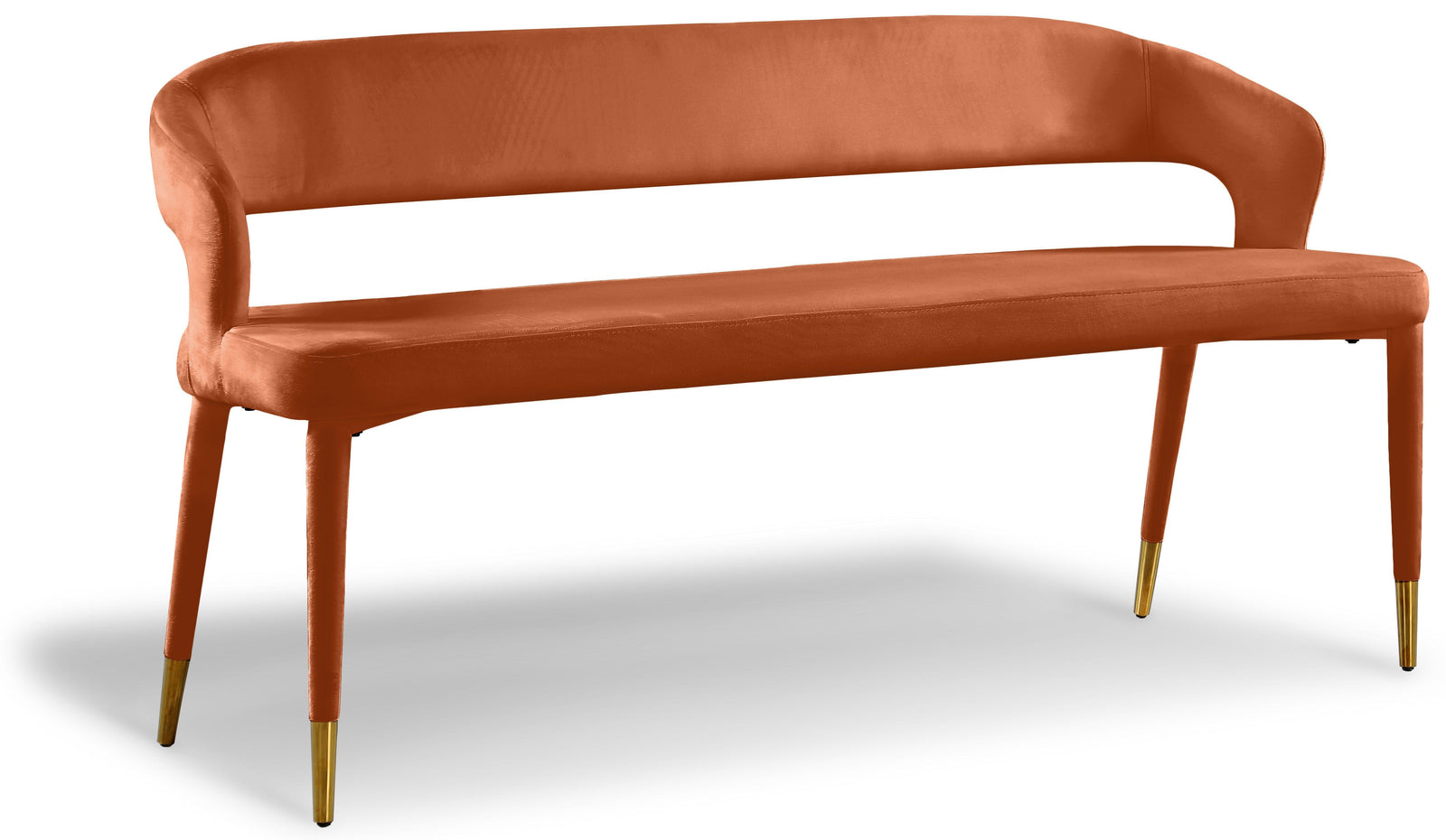 Destiny Cognac Velvet Bench - Ella Furniture