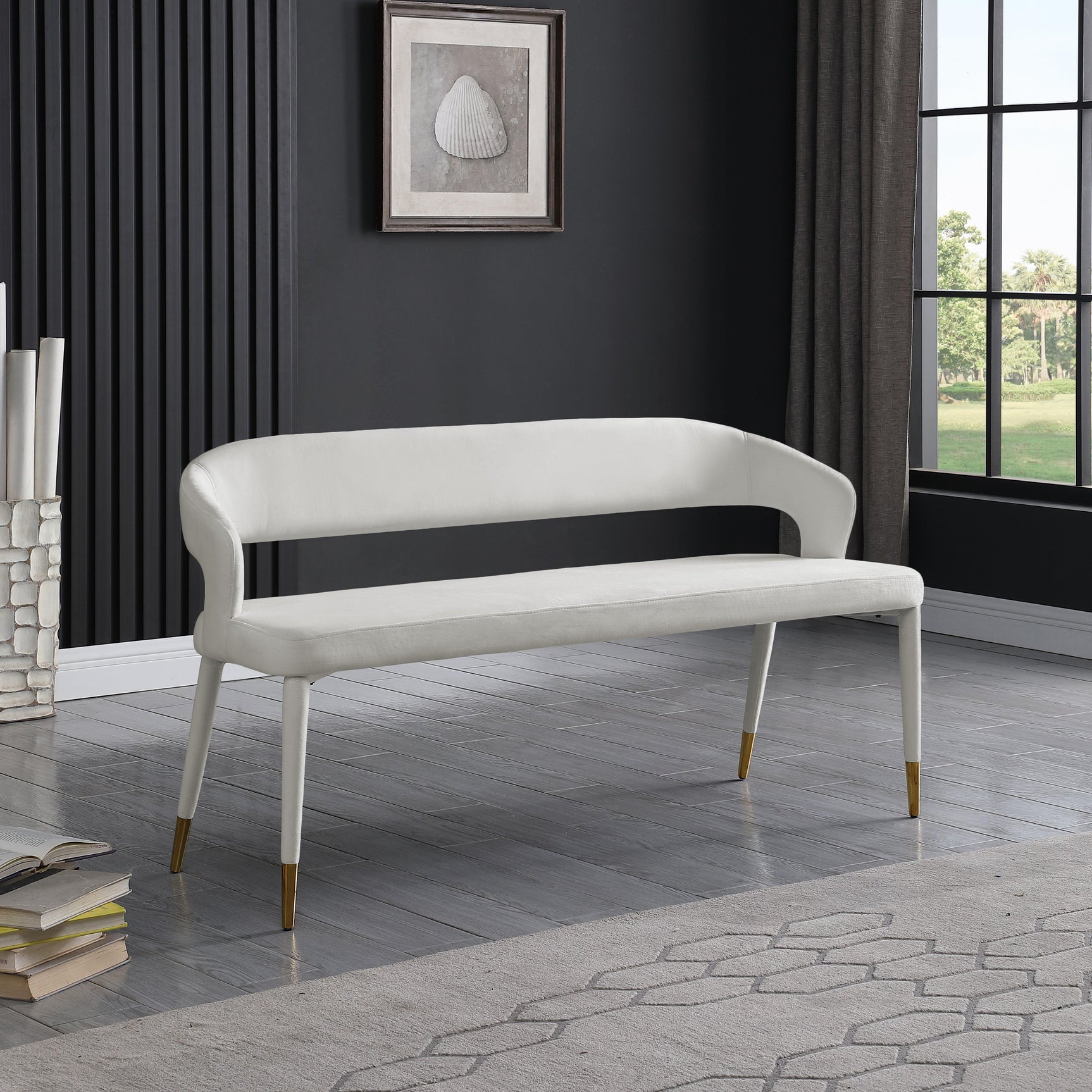 Destiny Cream Velvet Bench - Ella Furniture