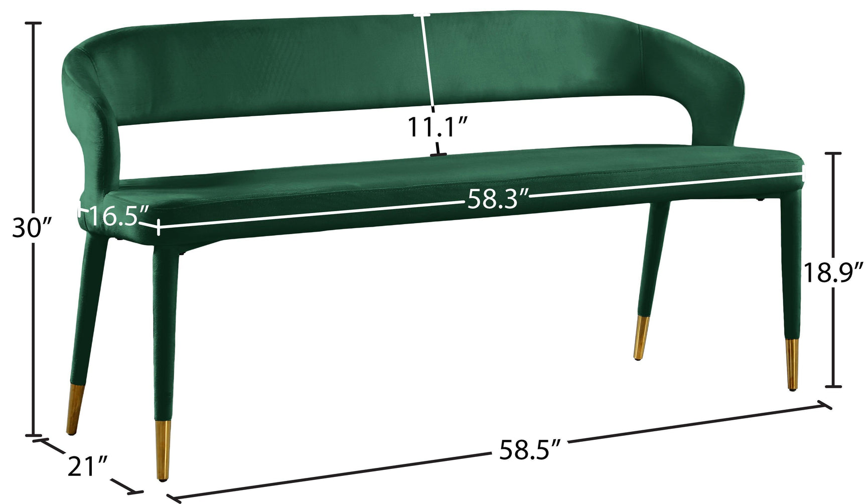 Destiny Green Velvet Bench - Ella Furniture
