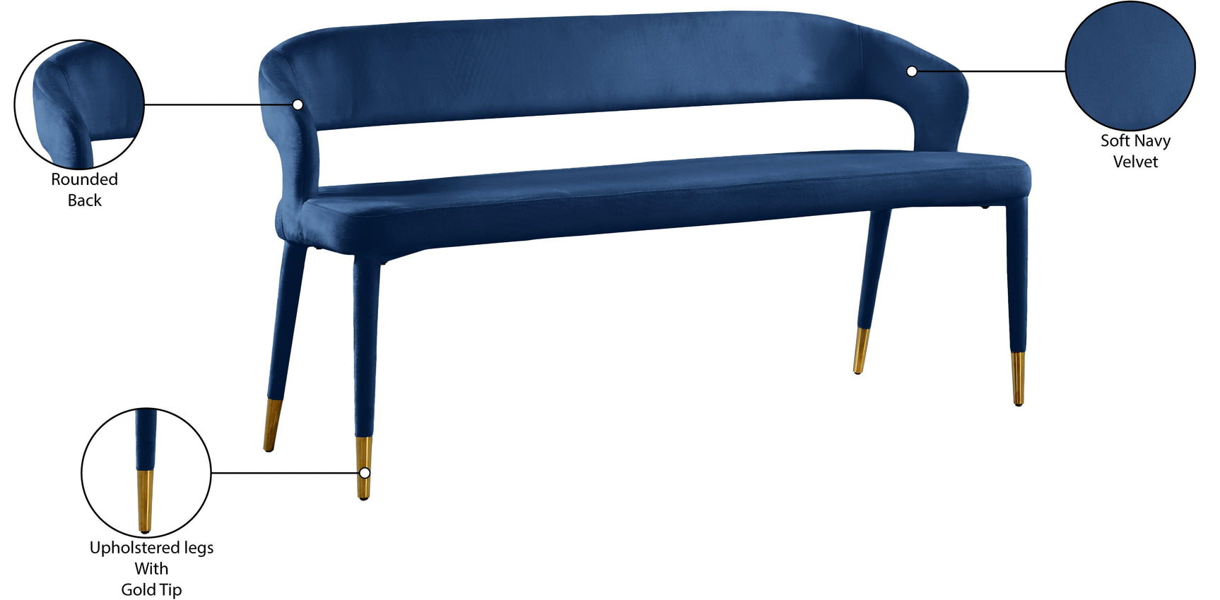 Destiny Blue Velvet Bench - Ella Furniture
