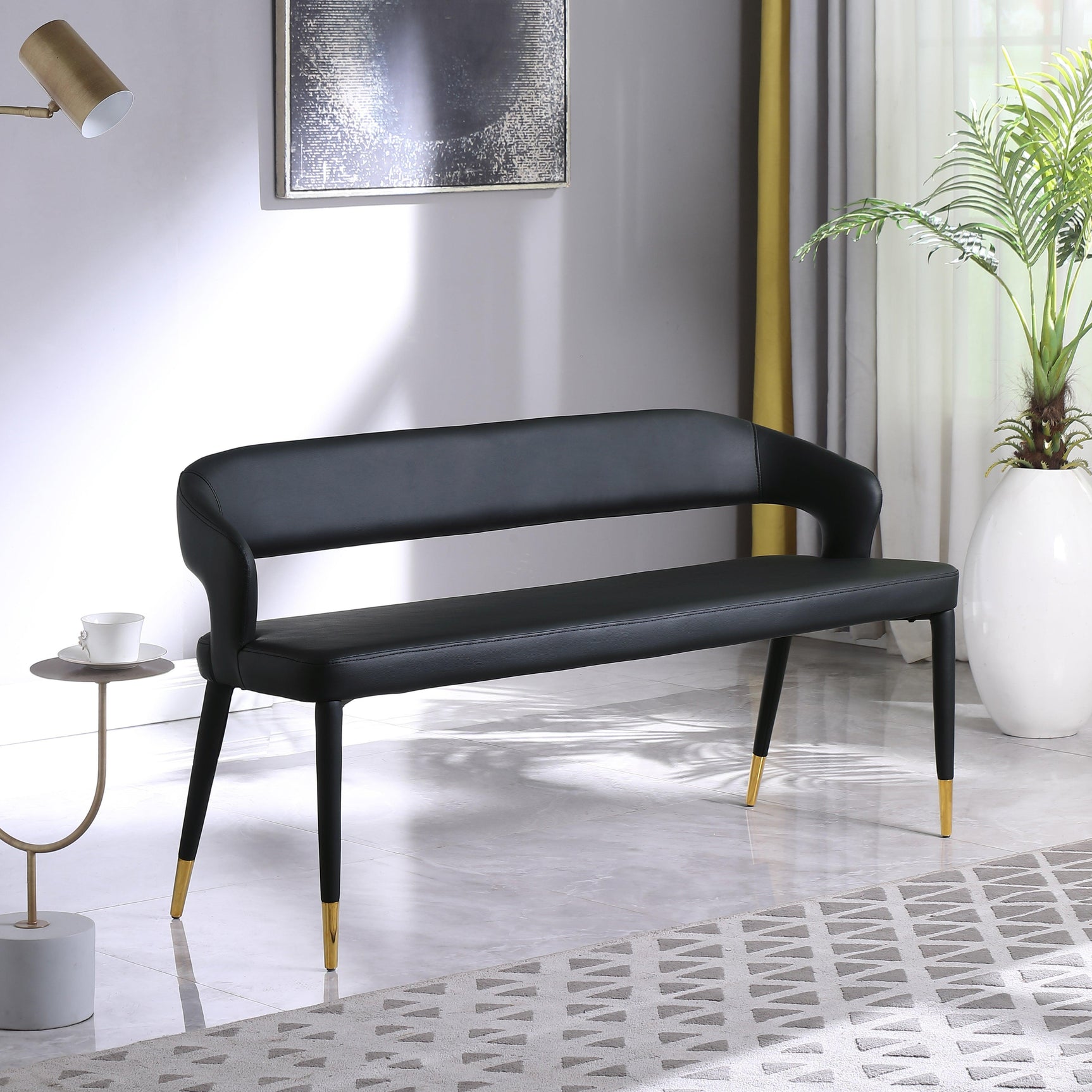 Destiny Black Faux Leather Bench - Ella Furniture