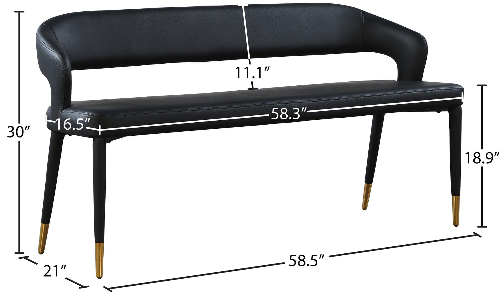 Destiny Black Faux Leather Bench - Ella Furniture