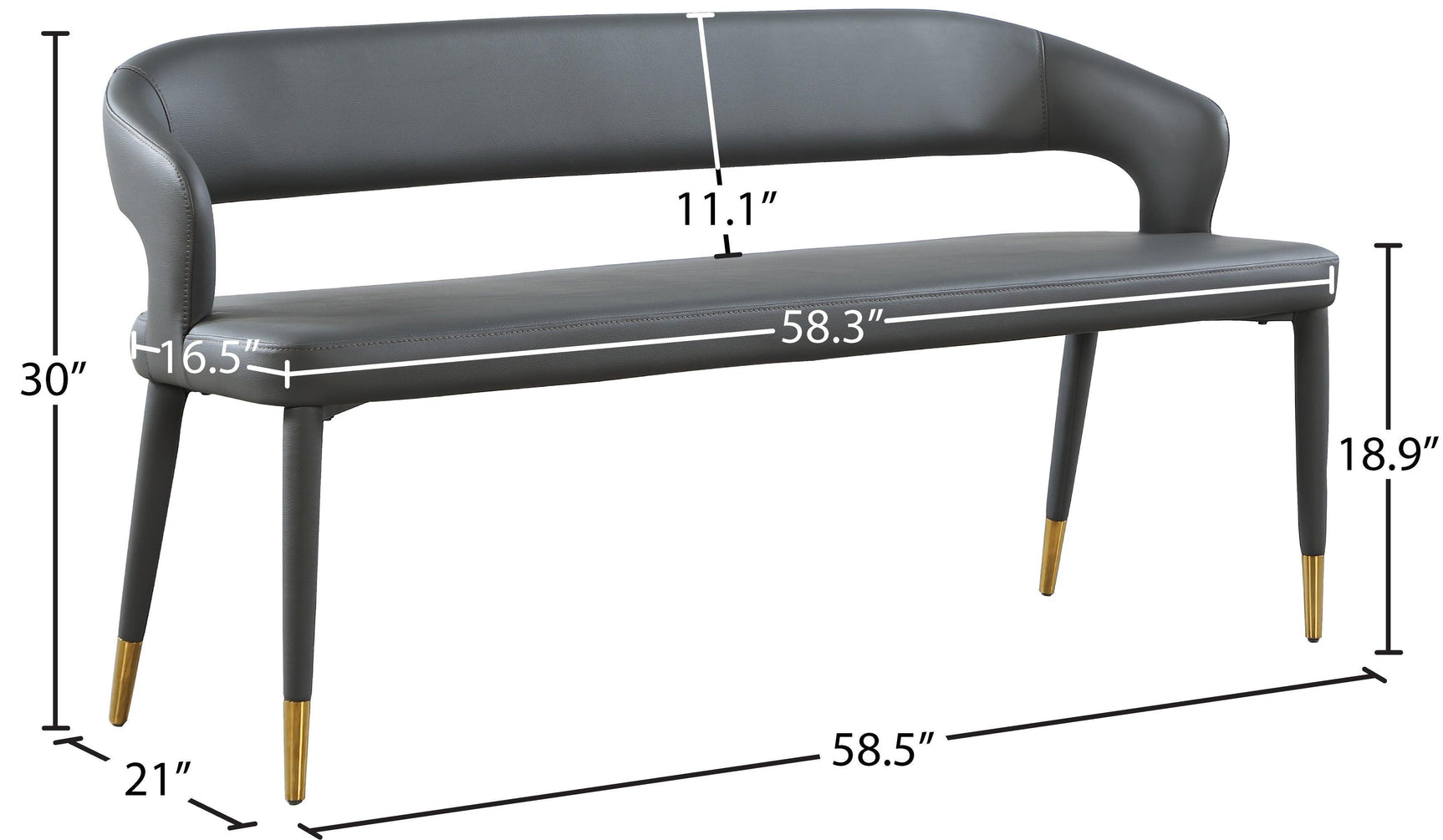 Destiny Grey Faux Leather Bench - Ella Furniture