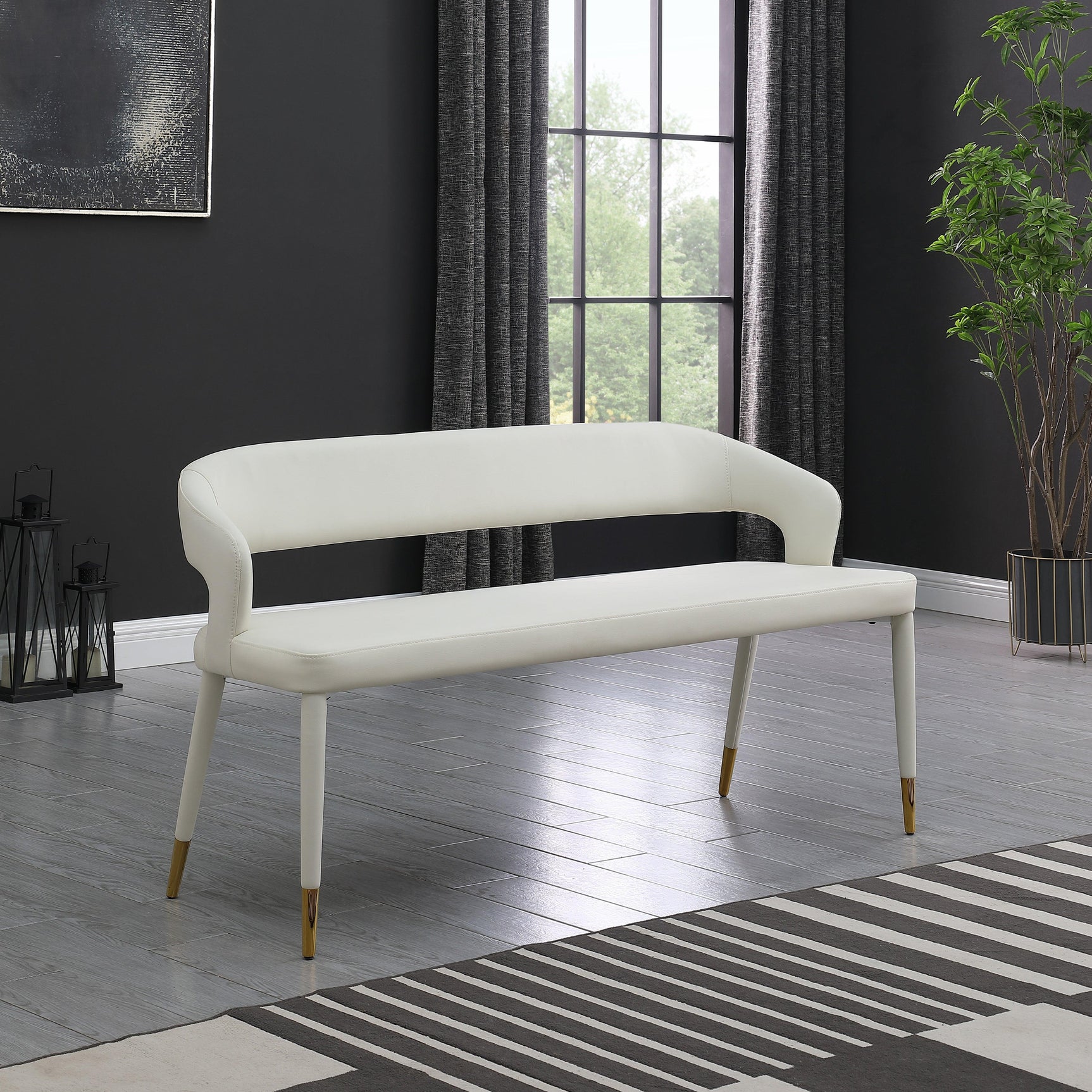 Destiny White Faux Leather Bench - Ella Furniture