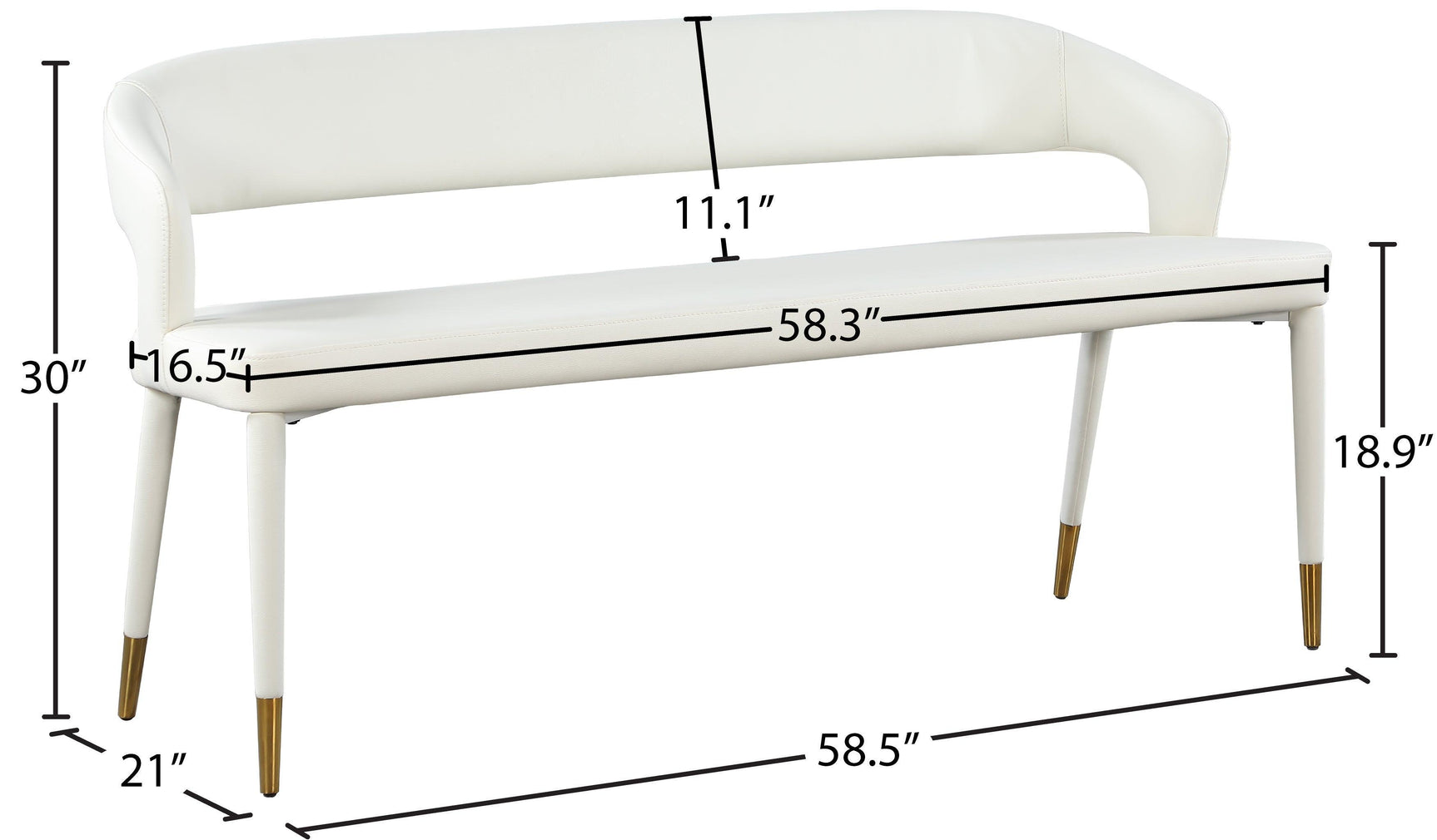 Destiny White Faux Leather Bench - Ella Furniture