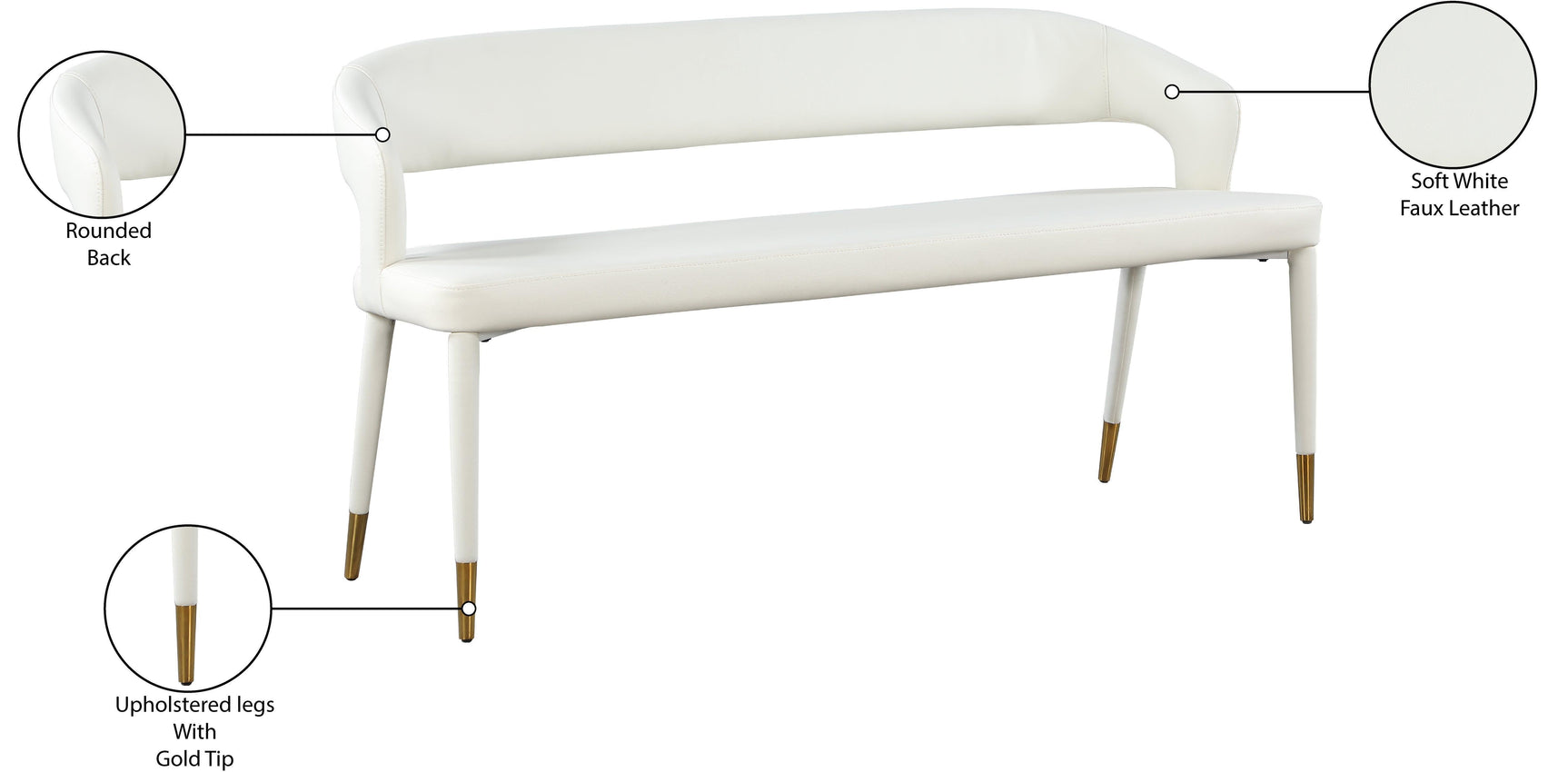 Destiny White Faux Leather Bench - Ella Furniture