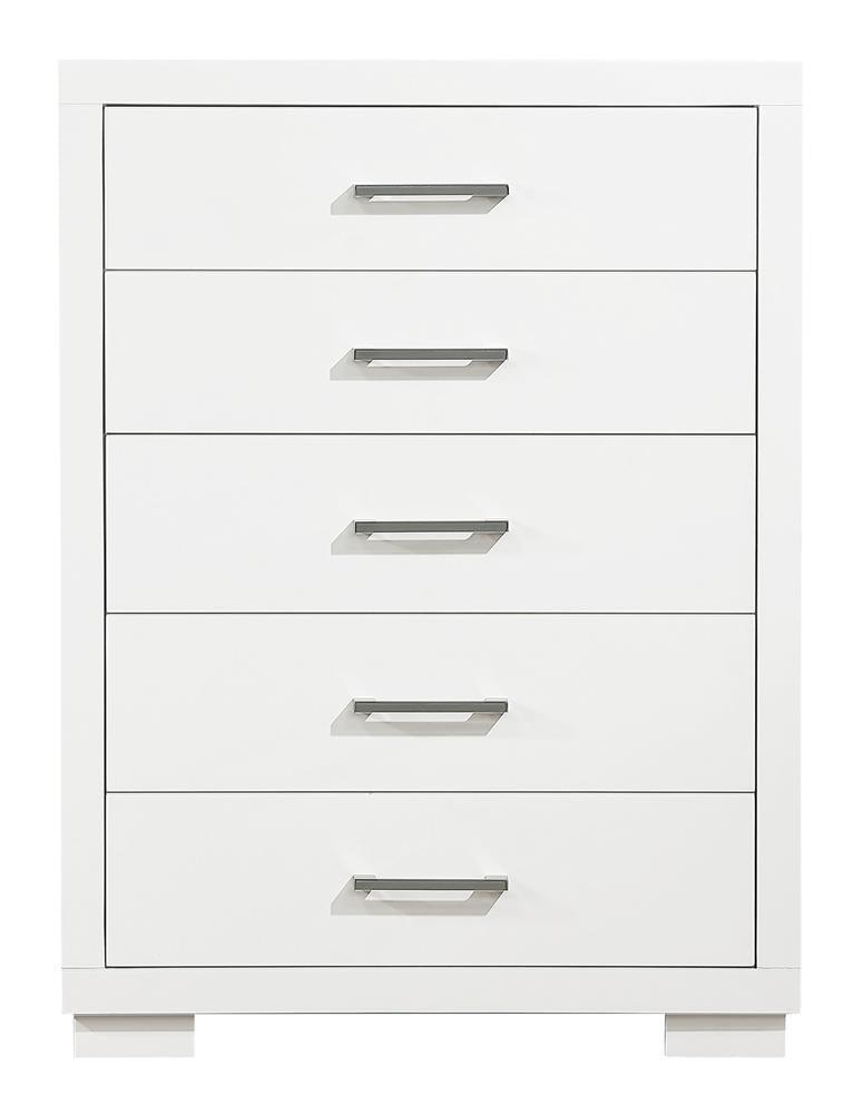 Jessica 5-Drawer Chest White - Ella Furniture