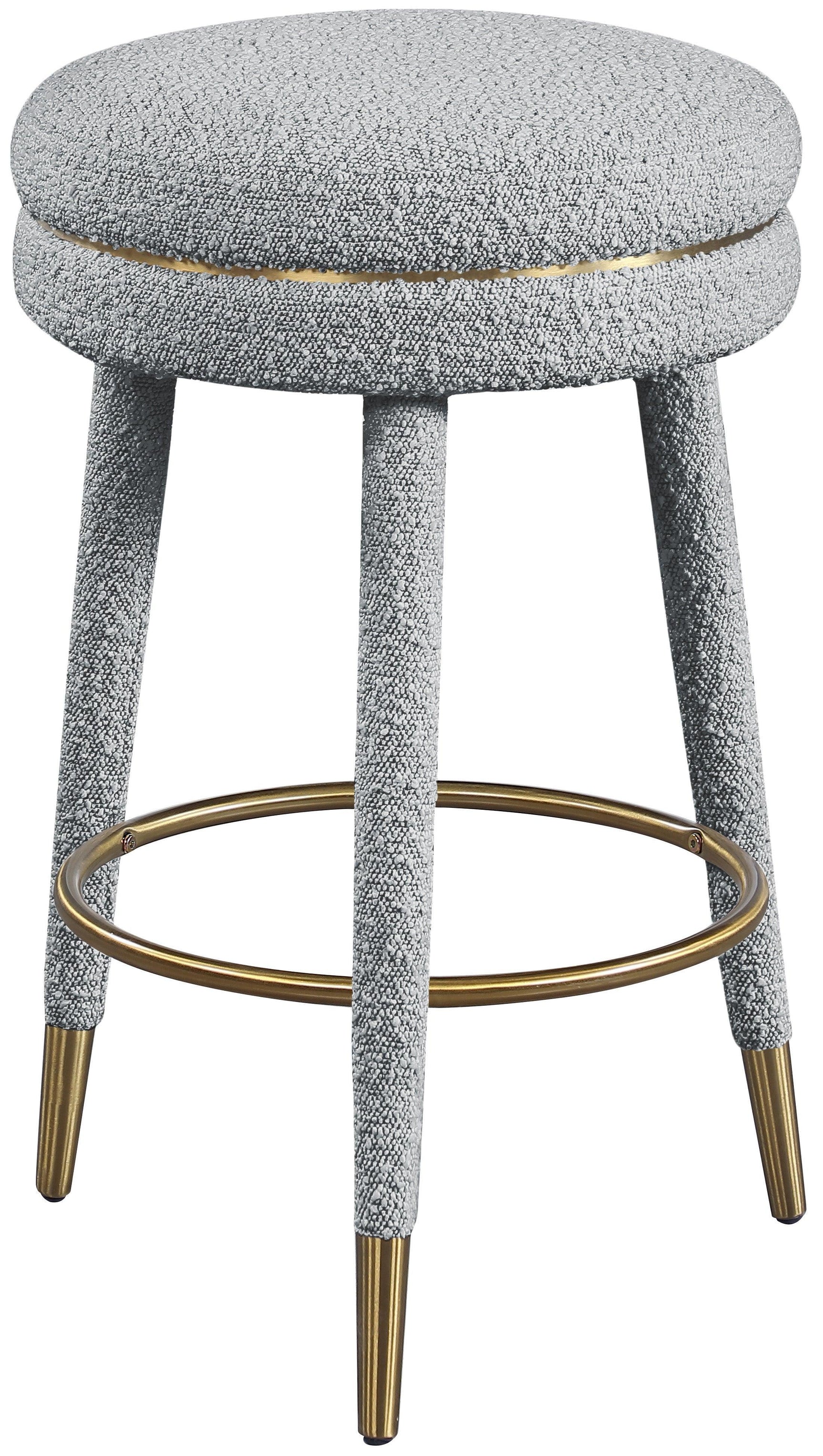 Coral Grey Boucle Fabric Counter Stool - Ella Furniture