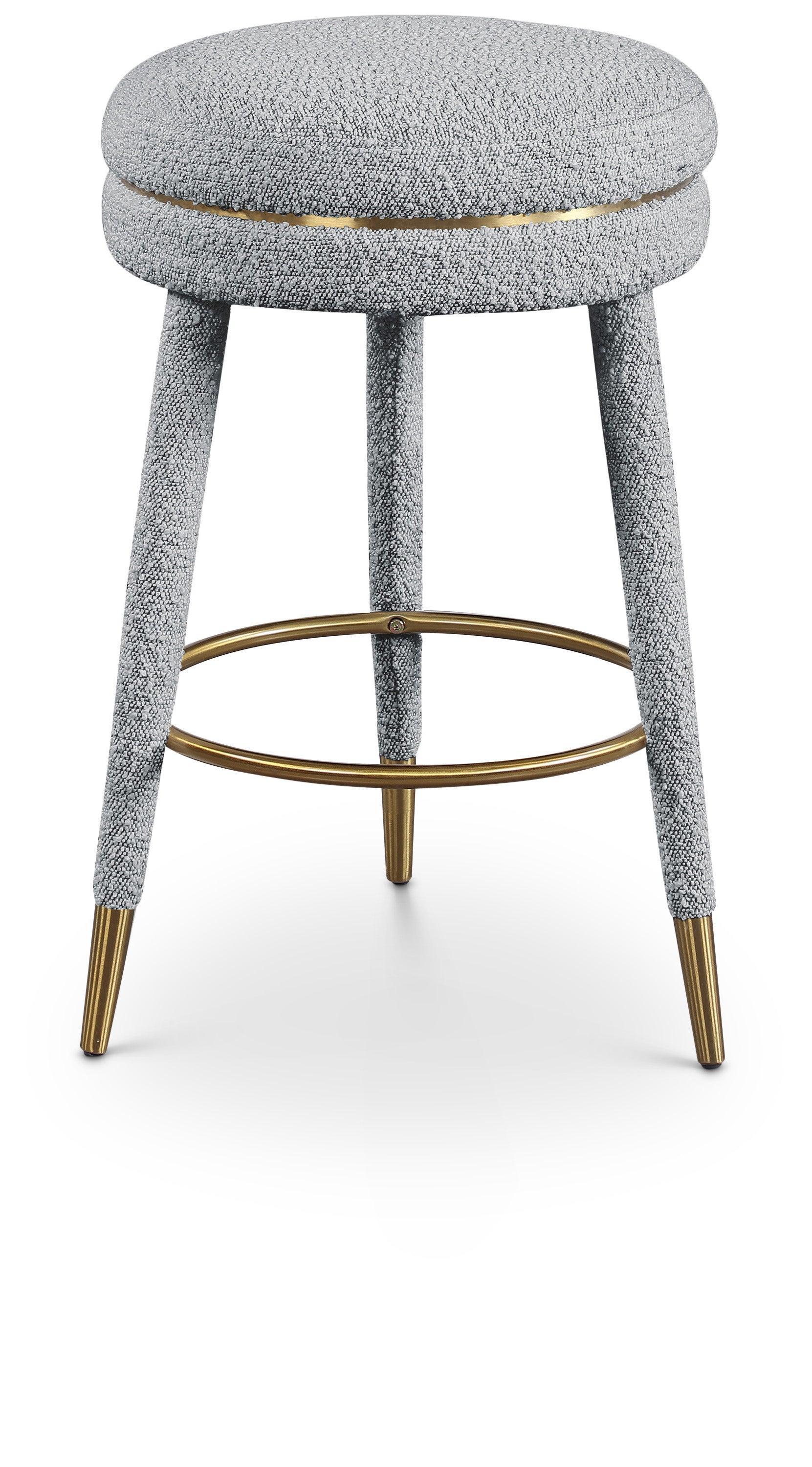 Coral Grey Boucle Fabric Counter Stool - Ella Furniture