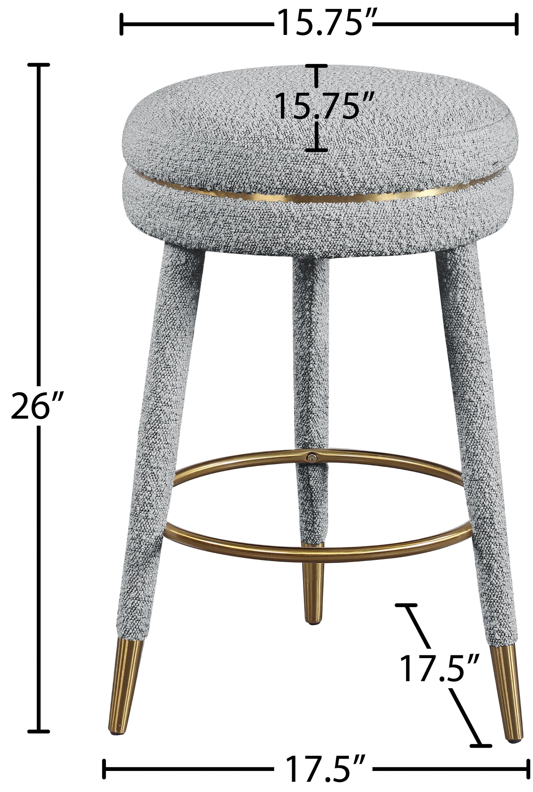 Coral Grey Boucle Fabric Counter Stool - Ella Furniture