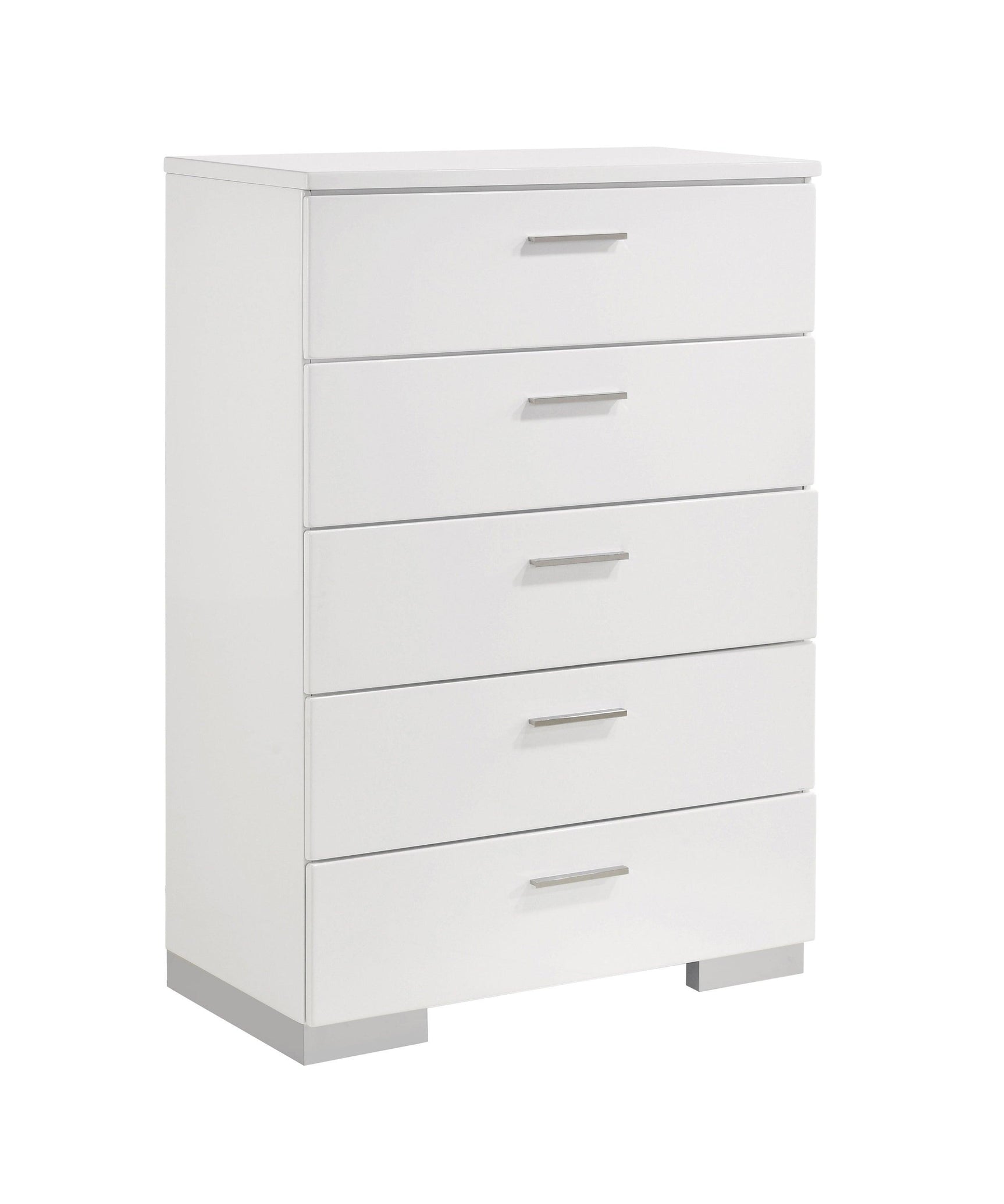 Felicity Queen Panel Bed With LED Lighting Glossy White - Ella Furniture