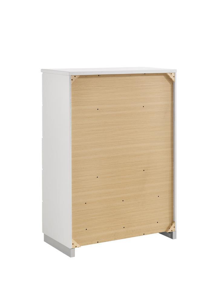 Felicity 5-Drawer Chest Glossy White - Ella Furniture