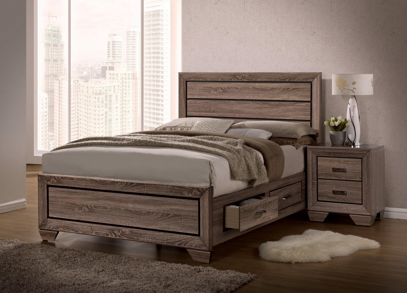 Kauffman 5-Drawer Chest Washed Taupe - Ella Furniture