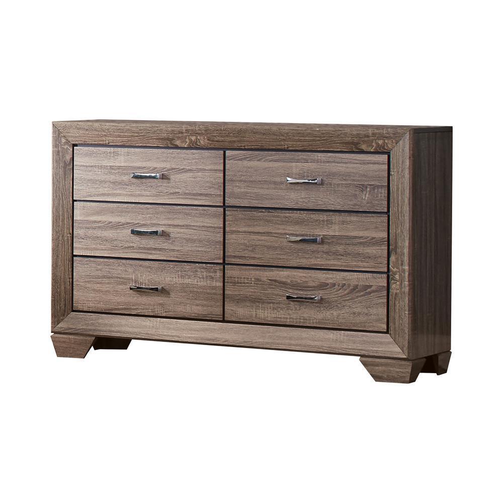 Kauffman 6-Drawer Dresser Washed Taupe - Ella Furniture