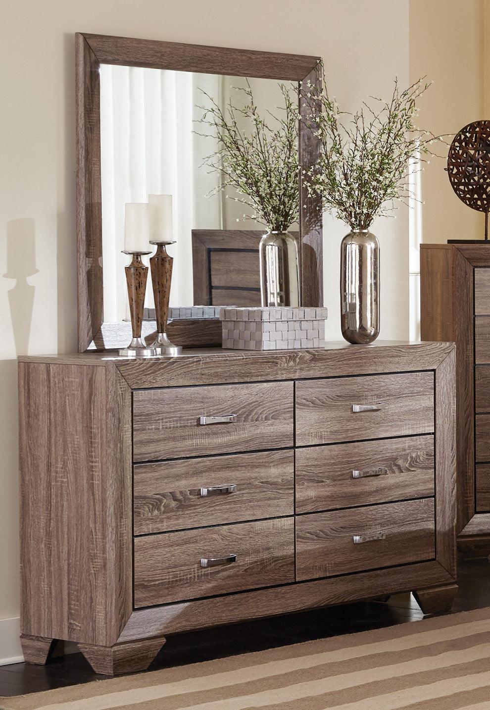 Kauffman Queen Panel Bed Washed Taupe - Ella Furniture