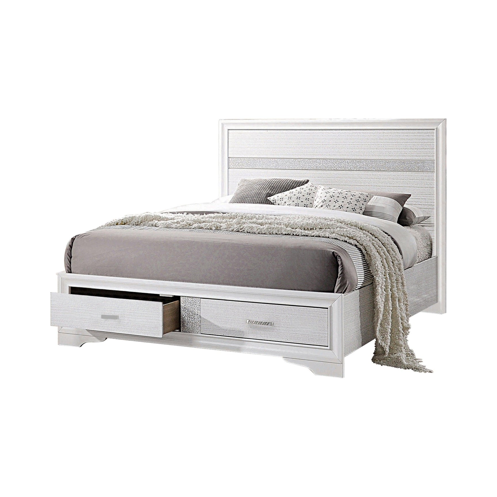 Miranda Queen 2-Drawer Storage Bed White - Ella Furniture