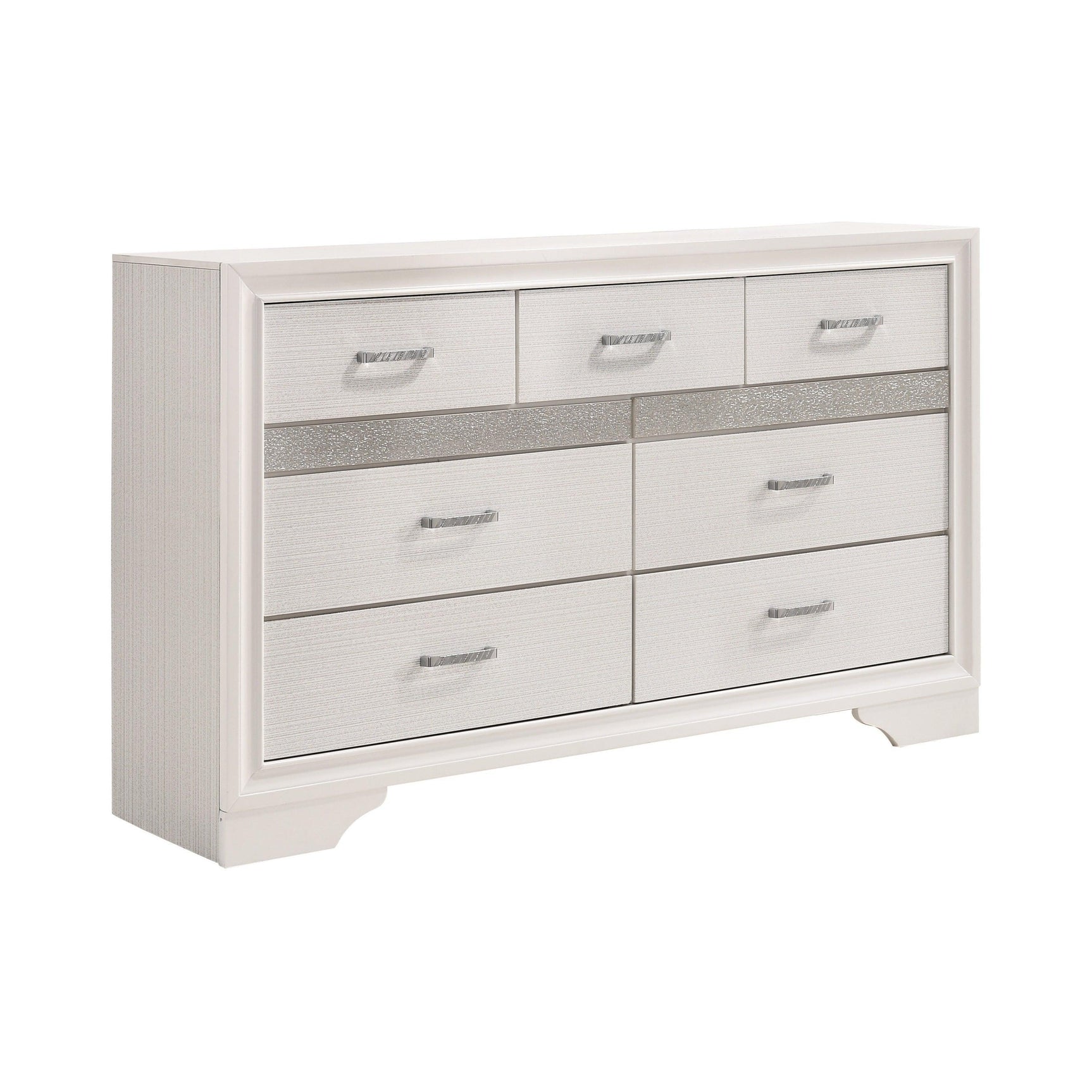 Miranda 5-Drawer Chest White And Rhinestone - Ella Furniture