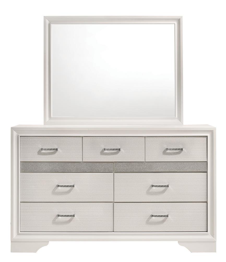 Miranda 7-Drawer Dresser White And Rhinestone - Ella Furniture