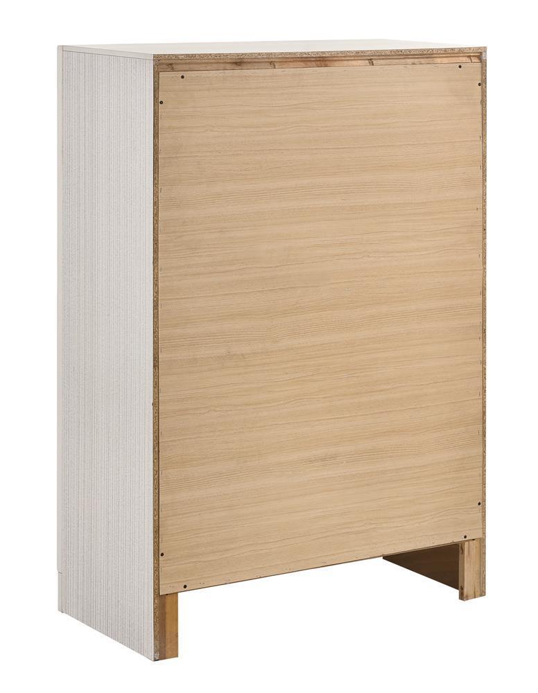 Miranda 5-Drawer Chest White And Rhinestone - Ella Furniture