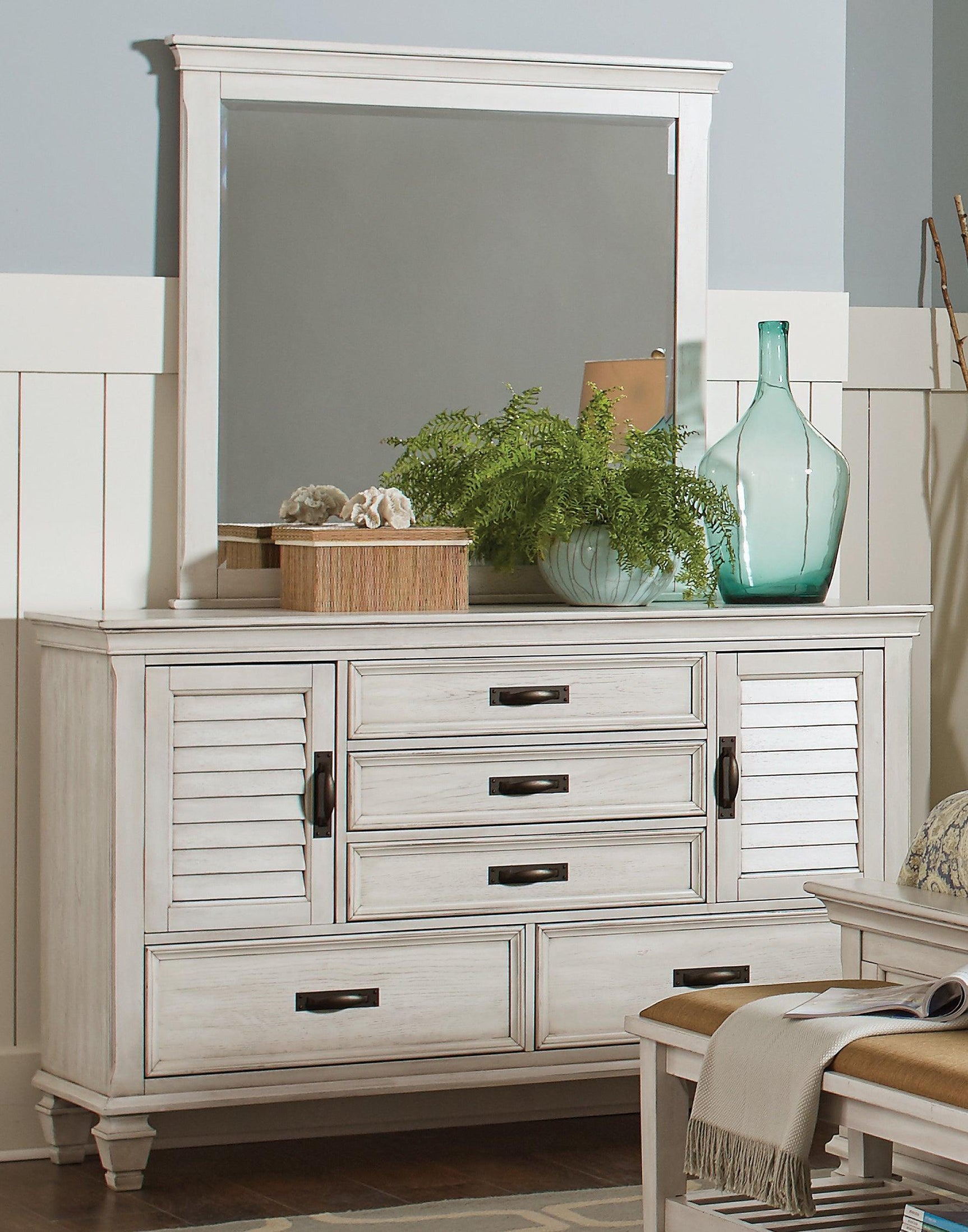 Franco 5-Drawer Dresser Antique White - Ella Furniture