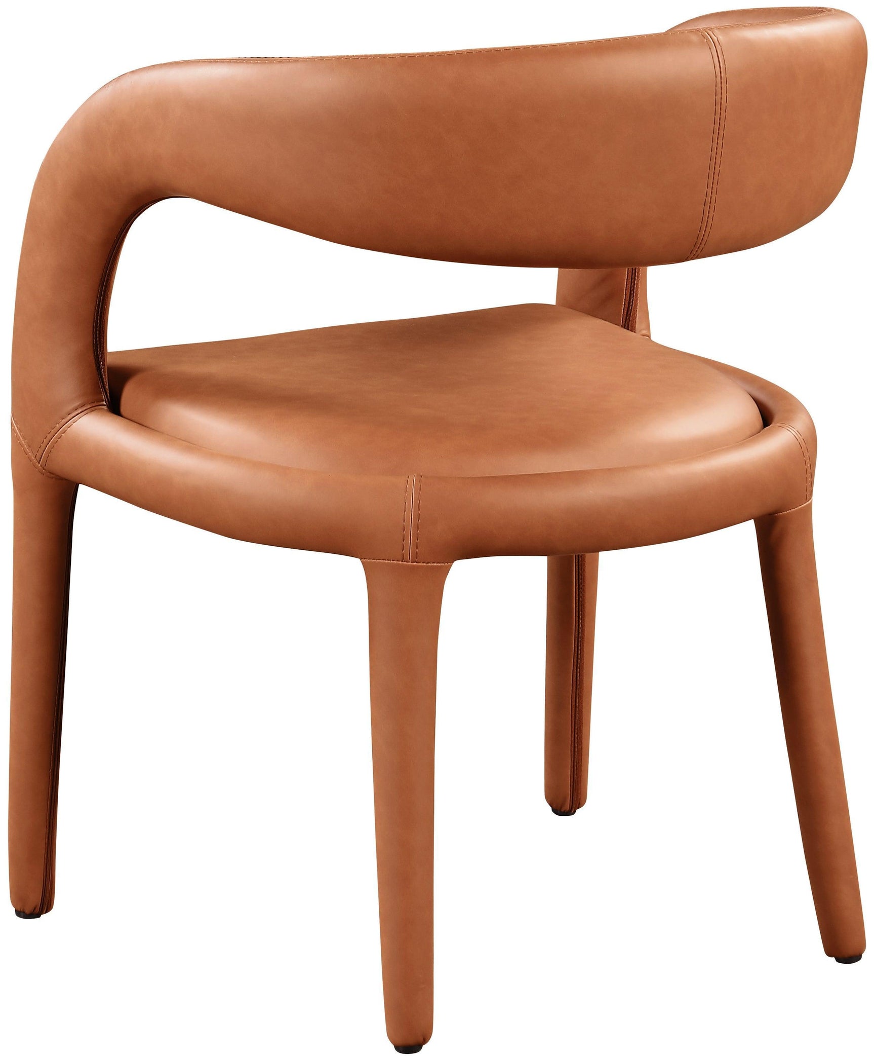 Sylvester Cognac Faux Leather Dining Chair - Ella Furniture
