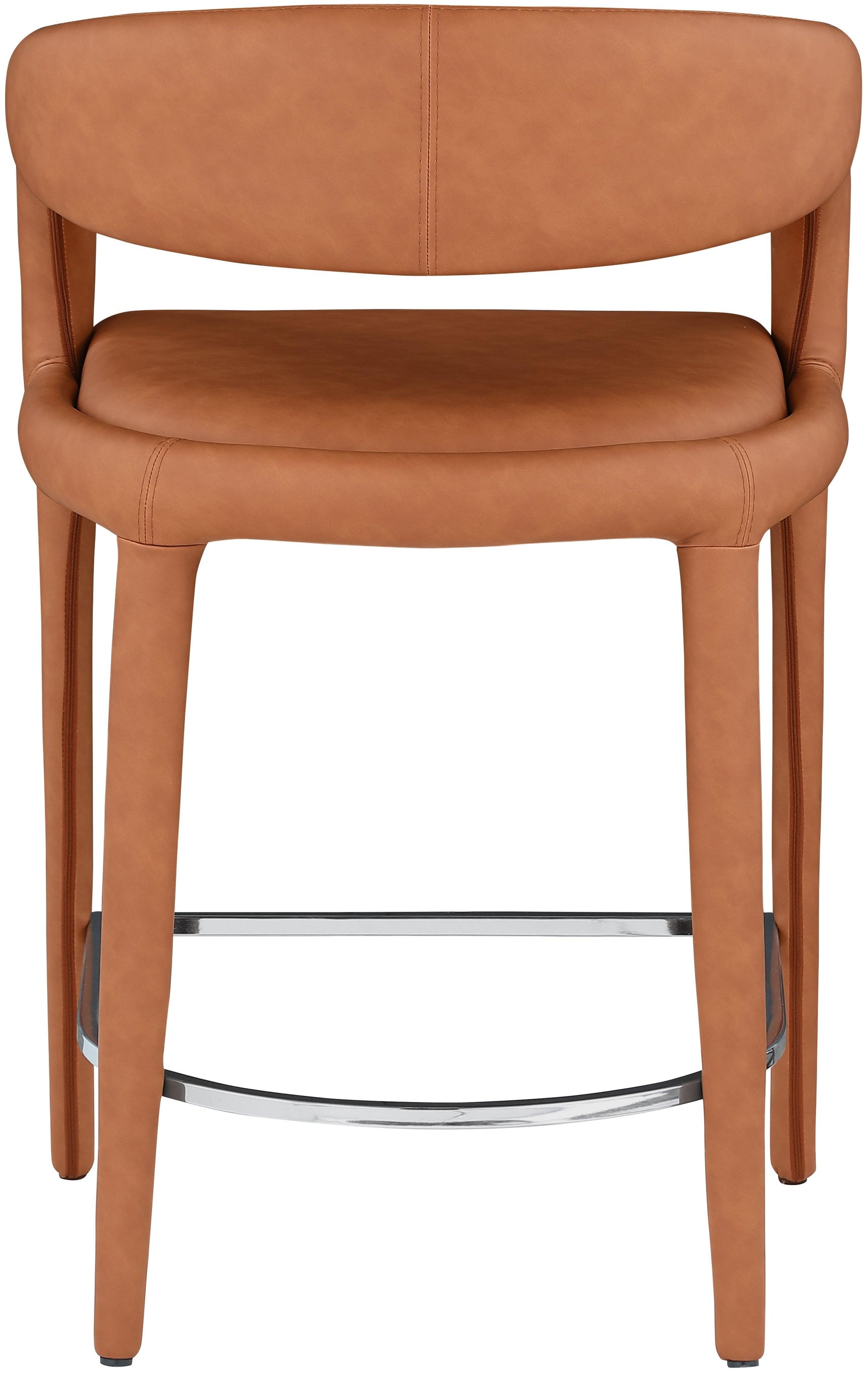 Sylvester Cognac Faux Leather Counter Stool - Ella Furniture