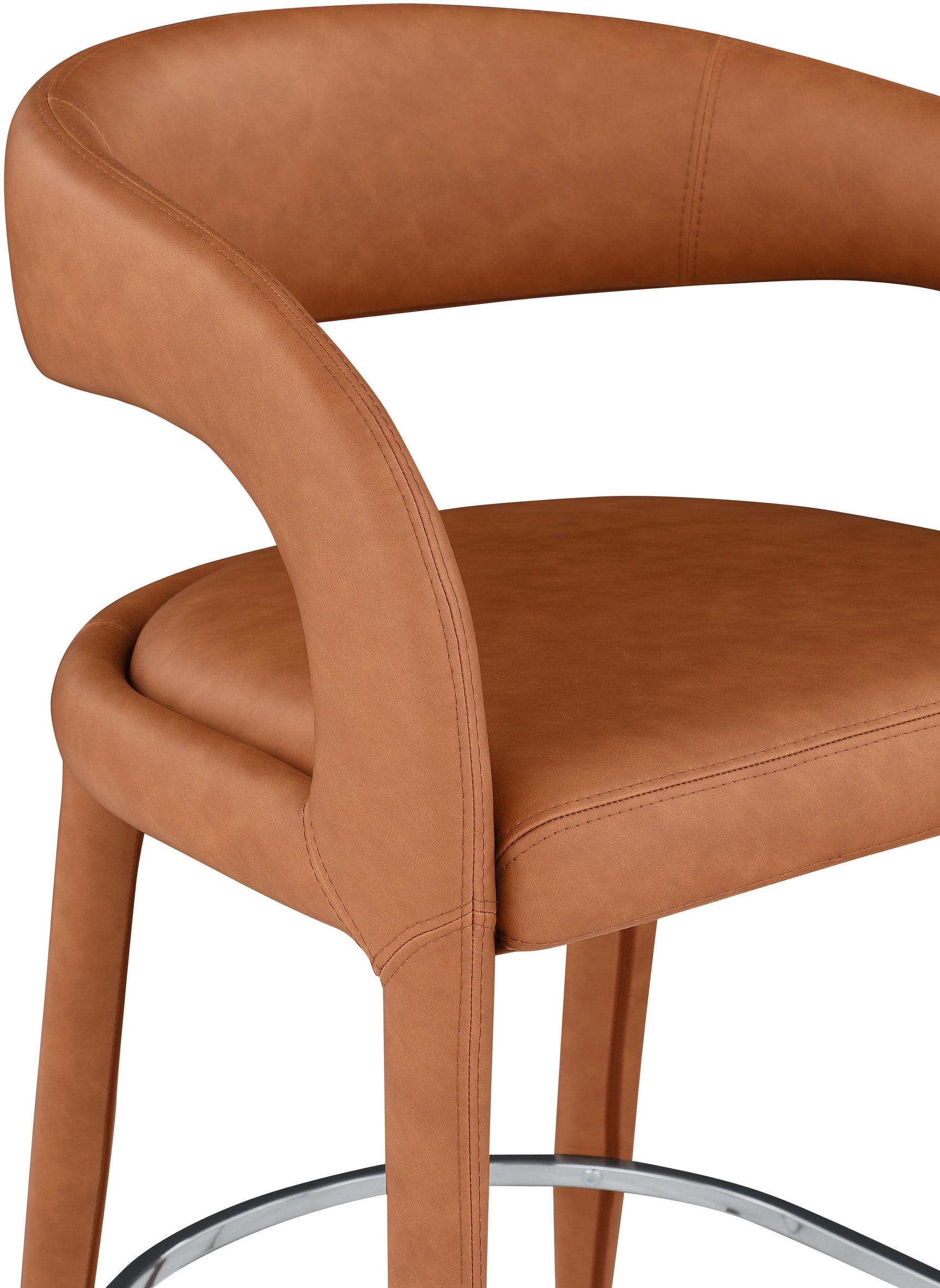 Sylvester Cognac Faux Leather Counter Stool - Ella Furniture