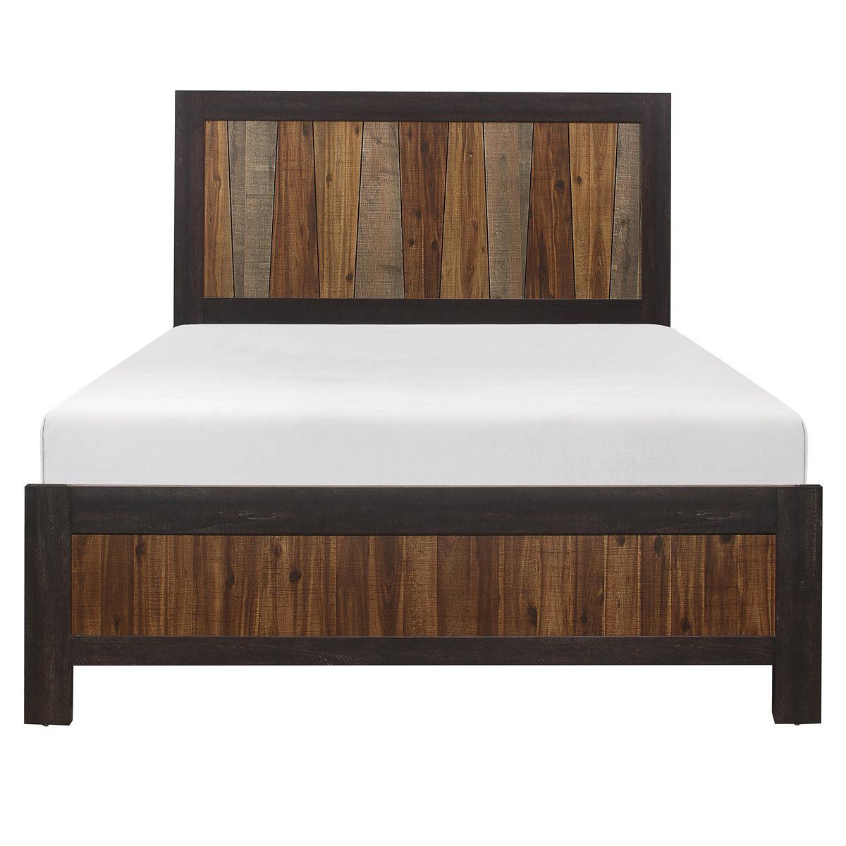 Cooper Multi-Tone Wire Brushed Faux-Wood Veneer, Wood And Engineered Wood Full Bed - Ella Furniture