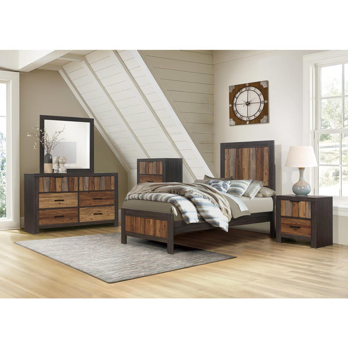 Cooper Multi-tone Wire Brushed Embossed Faux-wood Veneer, Wood And Engineered Wood Twin Bed - Ella Furniture