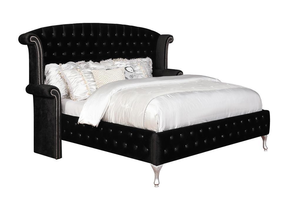 Deanna Eastern King Tufted Upholstered Bed Black - Ella Furniture