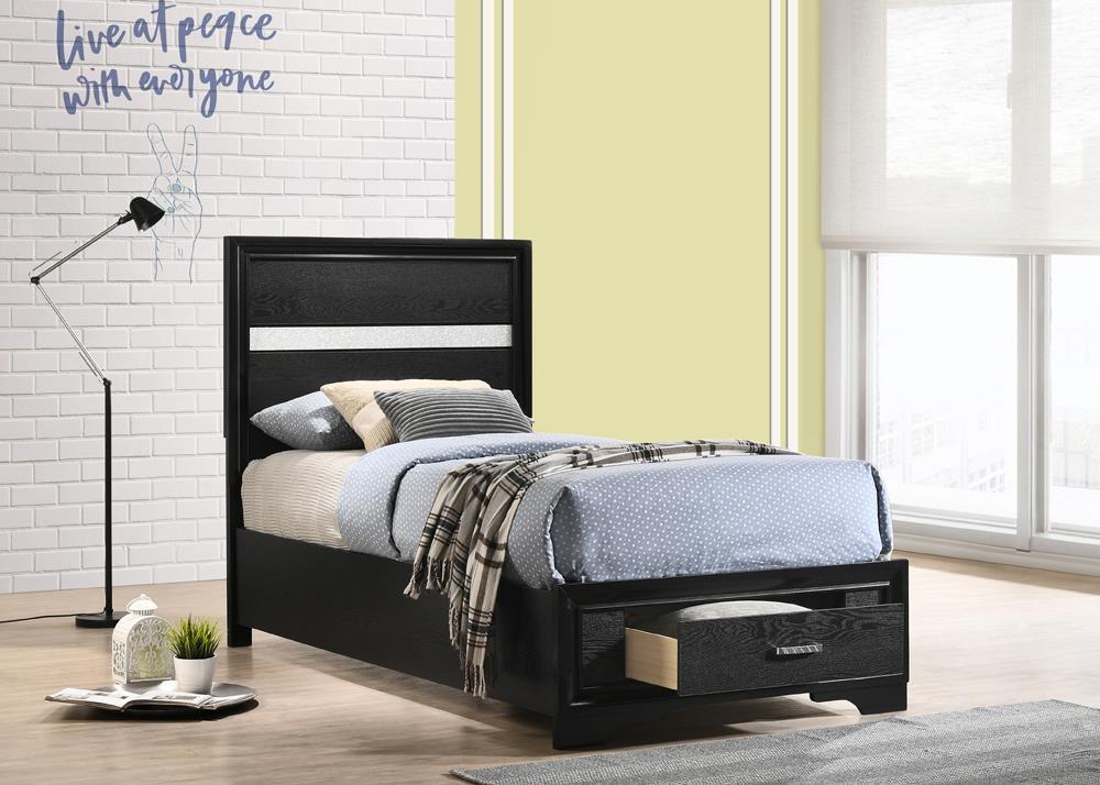 Miranda Twin Storage Bed Black - Ella Furniture