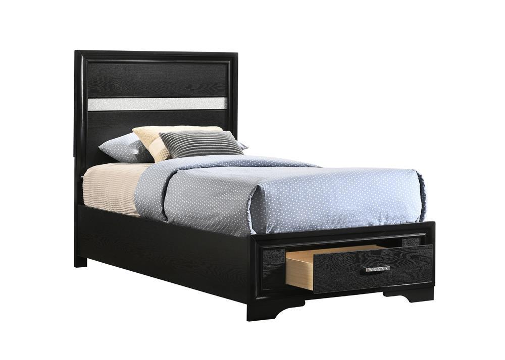 Miranda Twin Storage Bed Black - Ella Furniture