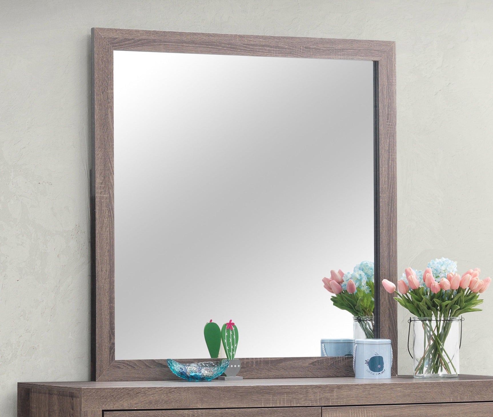 Brantford Rectangle Dresser Mirror Barrel Oak - Ella Furniture