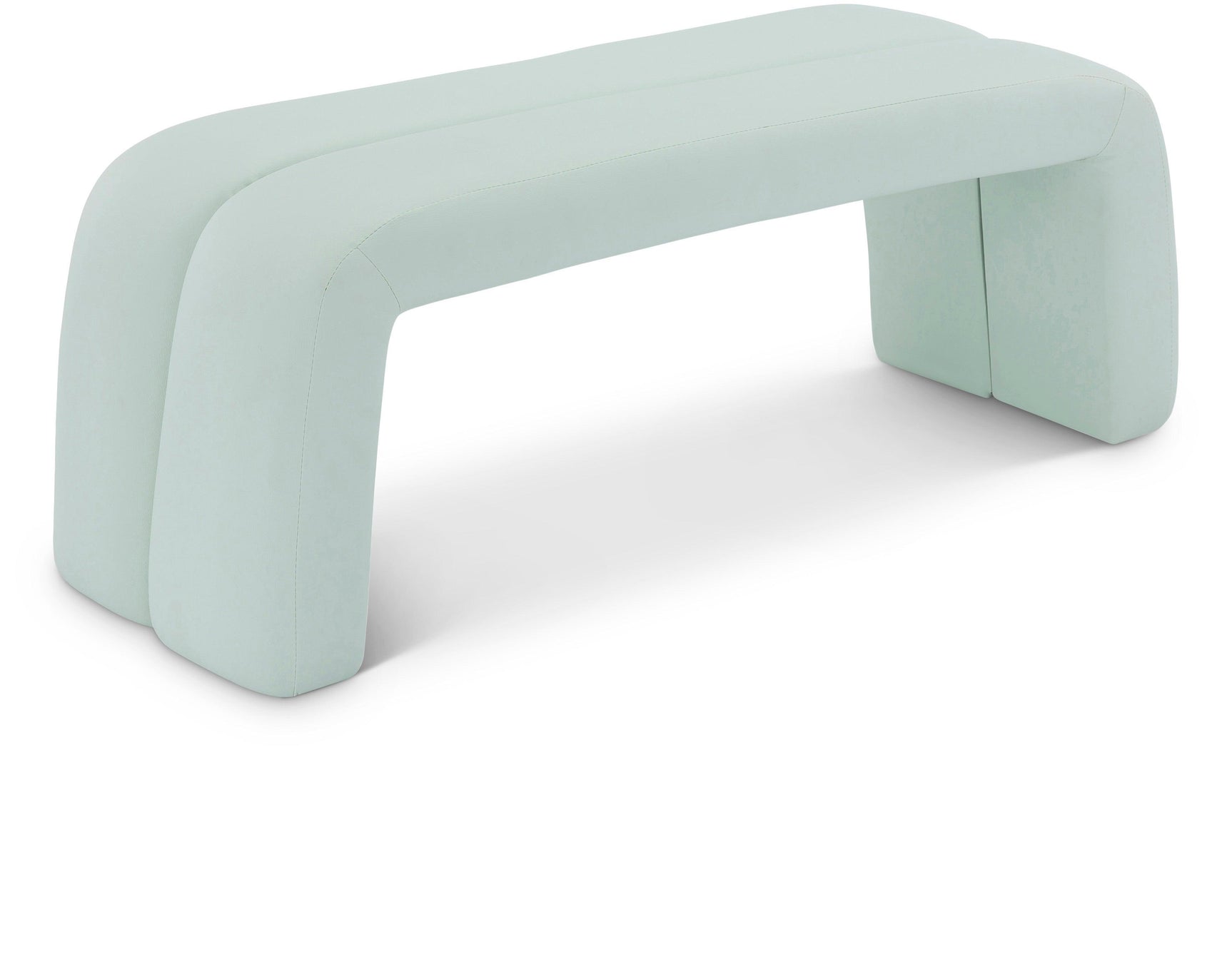 Arc Green Faux Leather Bench - Ella Furniture